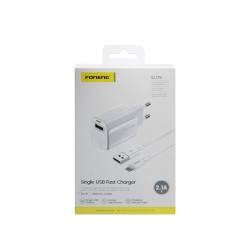 Foneng Charger EU76 USB 2.1A with Lightning Cable 1m White